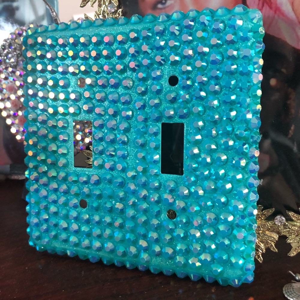 Turquoise Rhinestone Light Switch Cover